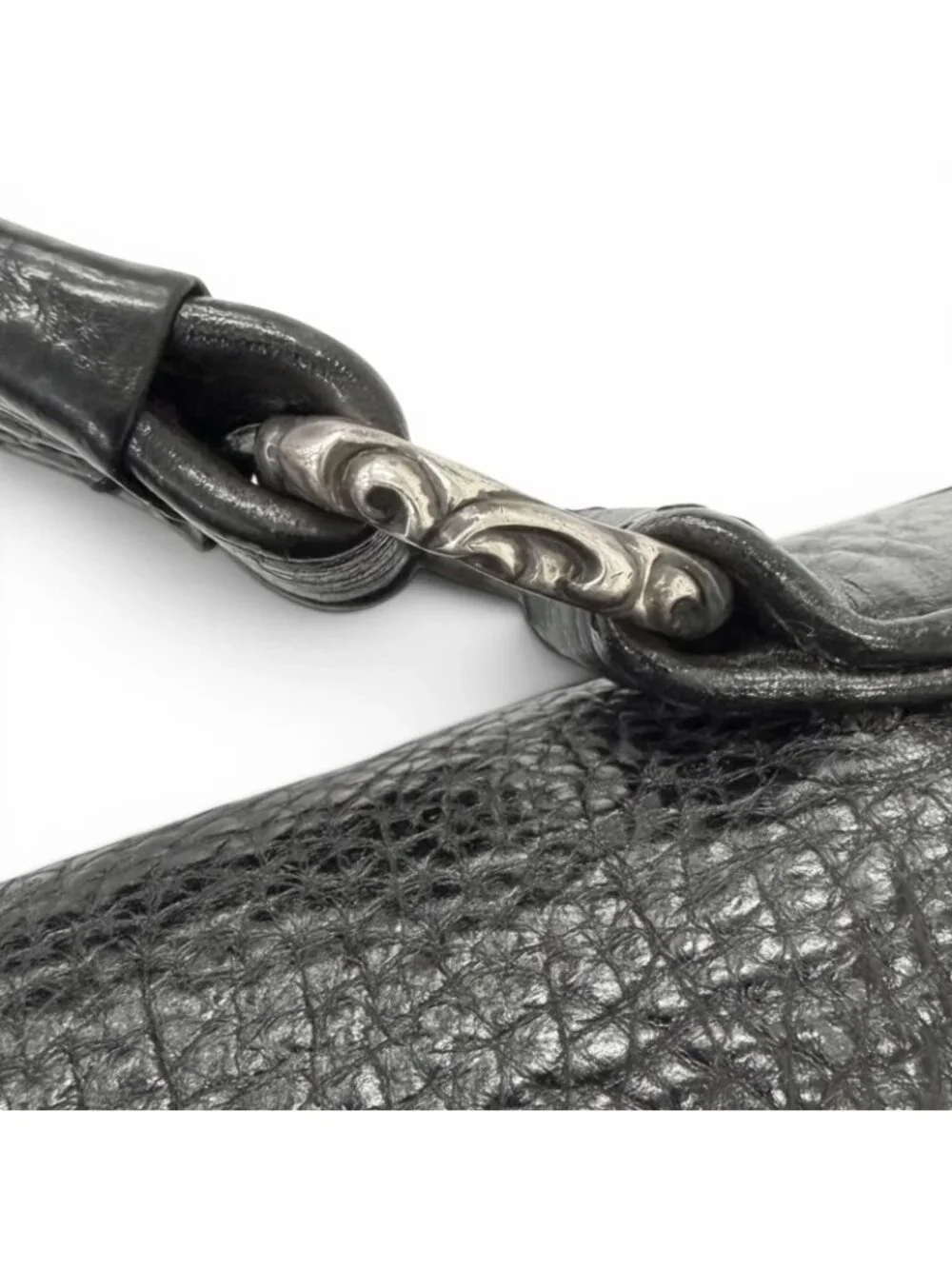 Chrome Hearts Leather Part Gunslinger CH Plus Briefcase Handbag Black